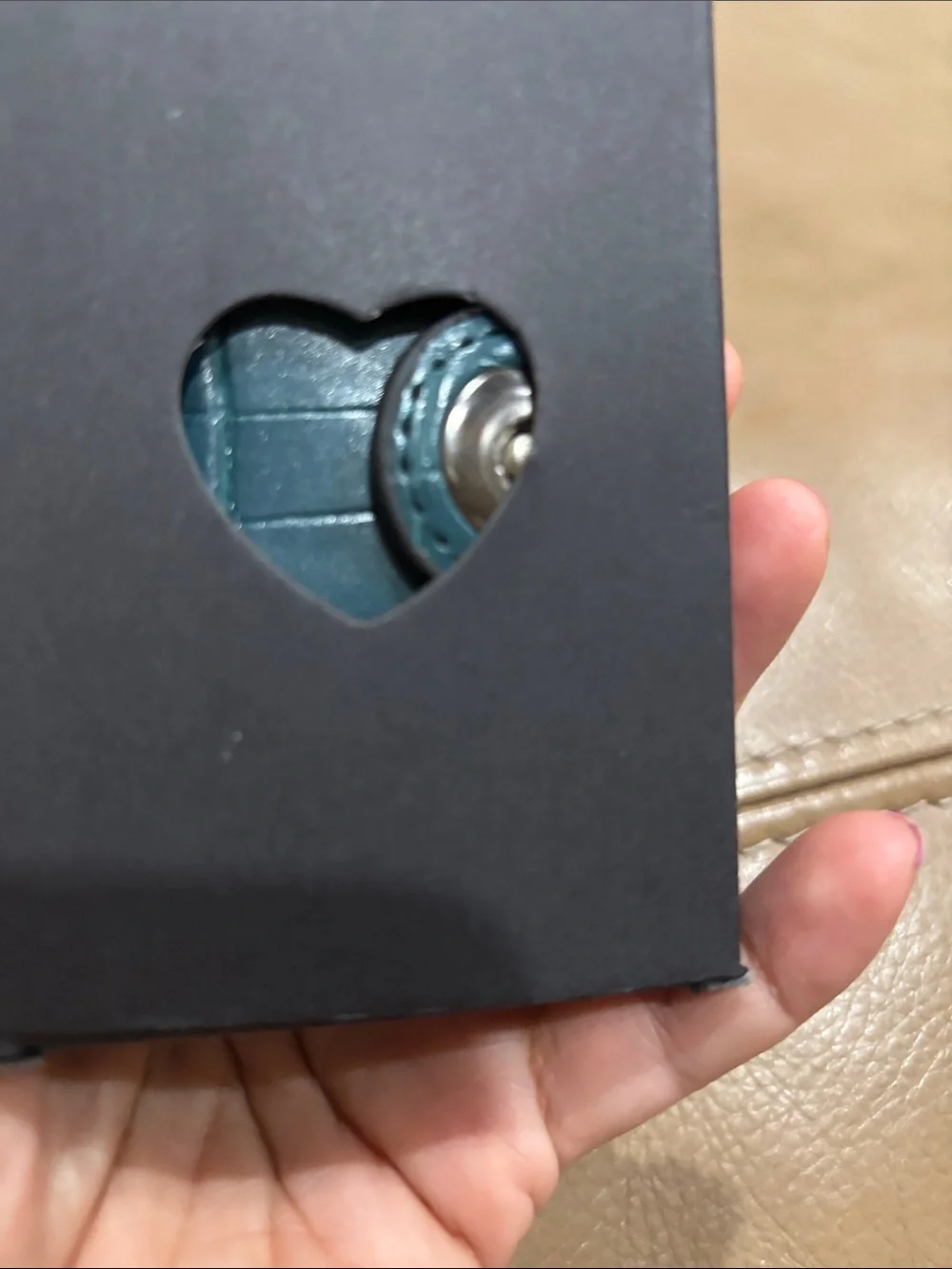 Teal Croc-Embossed Snap Card Holder